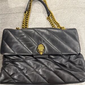 Kurt Geiger Elegant Black Leather Bag with Gold Chain